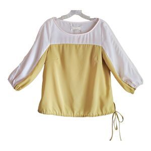 A’reve Women's S Top Chartruese Beige Drawstring Waist Lightweight Bust 36"